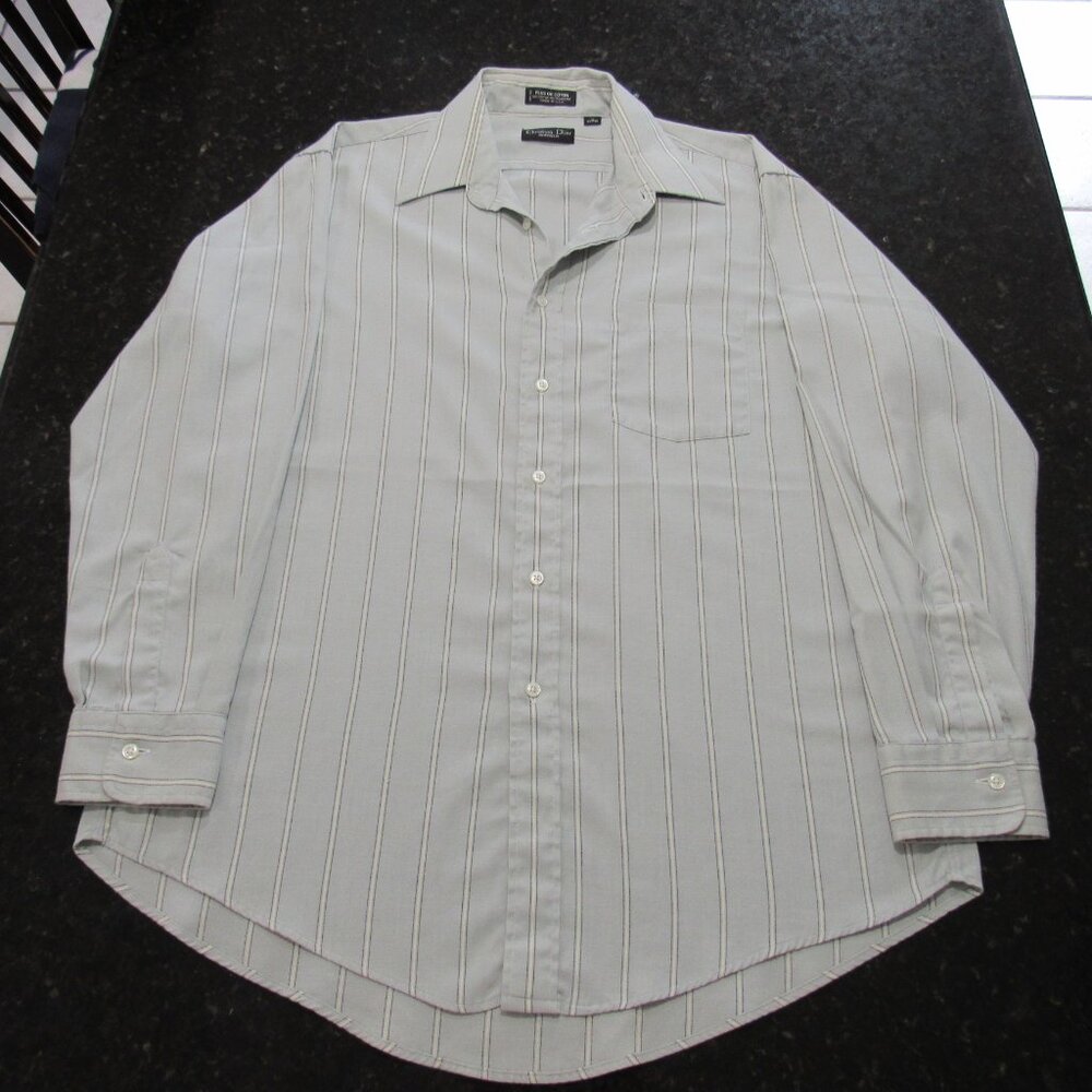 Christian Dior Men Button-up Dress shirt 16/32-33 Bluish Gray w/ White stripes - Picture 15 of 16